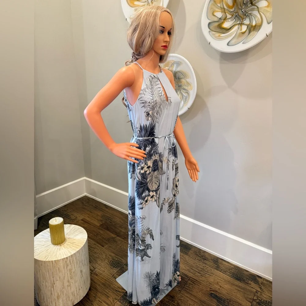 NEW MASSIMO DUTTI GORGEOUS ISLAND STYLE CLASSY MAXI DRESS W/A TIE AT THE WAIST - Picture 3 of 15
